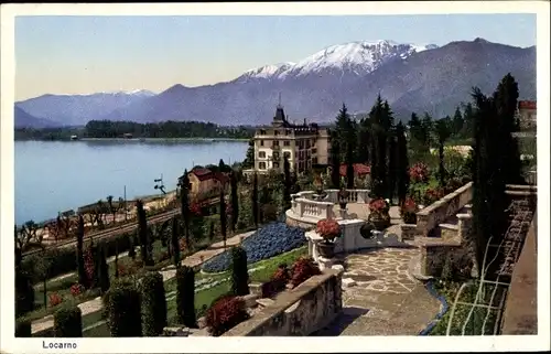 Ak Locarno Kanton Tessin Schweiz, Blick auf die Stadt, Garten