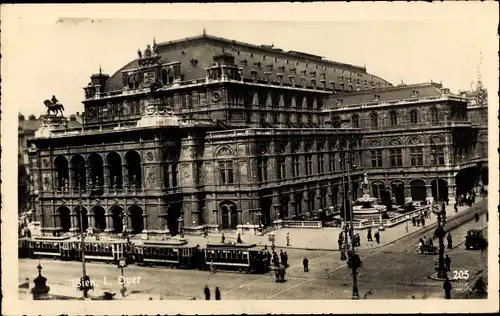 Ak Wien I. Innere Stadt, Oper, Straßenbahn