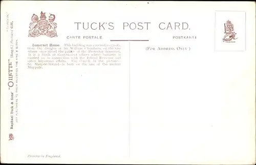 Ak London City England, The Strand and Somerset House