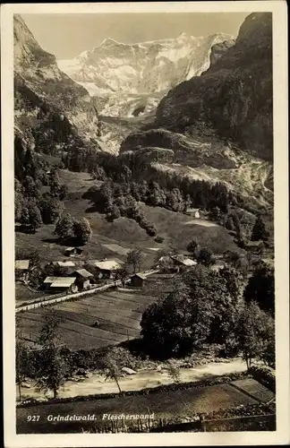 Ak Grindelwald Kanton Bern, Totalansicht mit Flescherwand