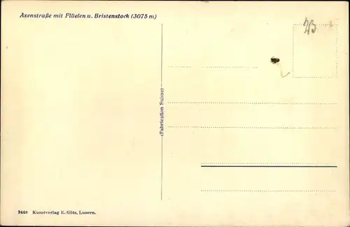 Ak Flüelen Kanton Uri Schweiz, Axenstraße mit Bristenstock