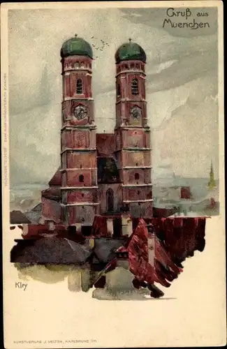 Künstler Litho Kley, Heinrich, München Bayern, Frauenkirche