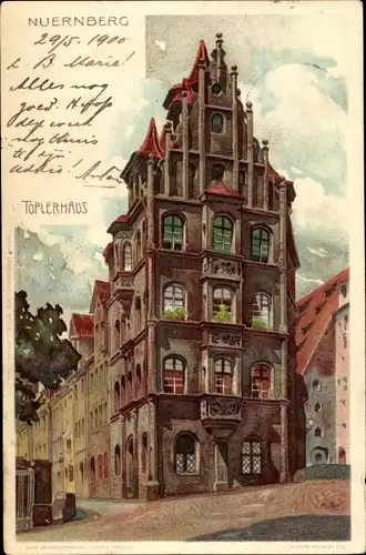Künstler Litho Mutter, K., Nürnberg in Mittelfranken Bayern, Toplerhaus