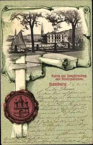 Litho Hamburg Mitte Neustadt, Jungfernstieg, Siegel