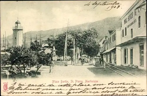 Ak Saint Pierre Martinique, Place Bertin