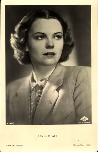 Ak Schauspielerin Hilde Krahl, Portrait, Film Foto Verlag A 3498/1