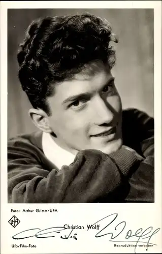 Ak Schauspieler Christian Wolff, Portrait, Ufa Film, Autogramm