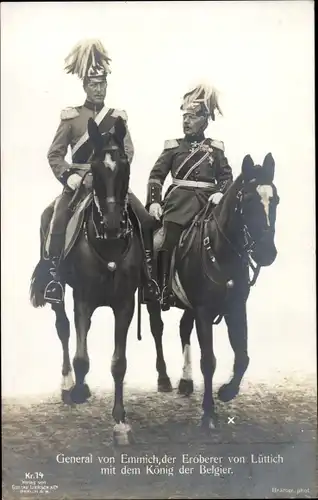 Ak General von Emmich, der Eroberer von Lüttich mit König Albert I von Belgien