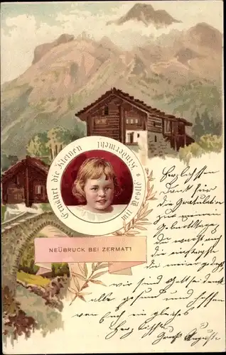 Litho Neubrück Zermatt Kanton Wallis, Reklame, Nestle Kindermehl