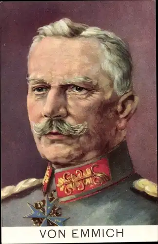 Ak General Otto von Emmich, Portrait, Merité Orden, Kragenspiegel