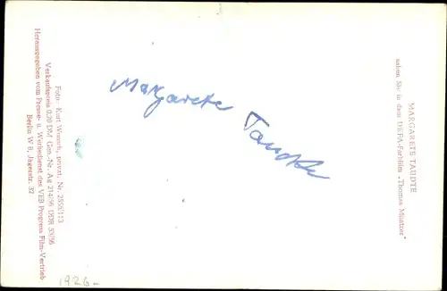 Ak Schauspielerin Margarete Taudte, DEFA Film, Thomas Müntzer, Portrait, Autogramm