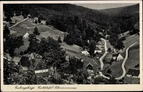 Ak Euldörfel Eulengebirge Schlesien, Blick auf den Ort, Schwarzwasser