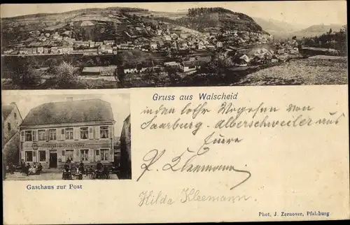 Ak Walscheid Lothringen Moselle, Gasthaus zur Post, Totalansicht der Ortschaft