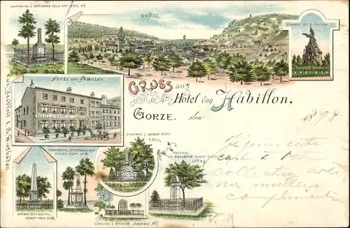 Litho Gorze Moselle, Hotel von Habillon, Denkmal, Totalansicht