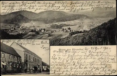 Ak Baerenthal Bärenthal Lothringen Moselle, Gasthaus zur Linde, Totale mit Umgebung