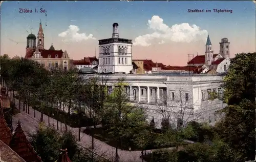 Ak Zittau, Stadtbad am Töpferberg