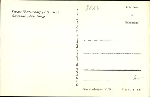 Ak Neu Sorge Waltersdorf Großschönau in Sachsen, Gasthaus Neu Sorge