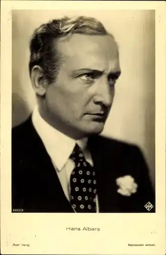 Ak Schauspieler Hans Albers, Portrait, Ufa Film, Ross Verlag 6602 3