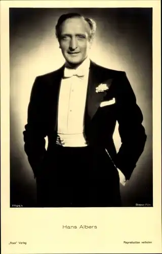 Ak Schauspieler Hans Albers, Portrait, Smoking, Fliege, Ross Verlag 7769 1