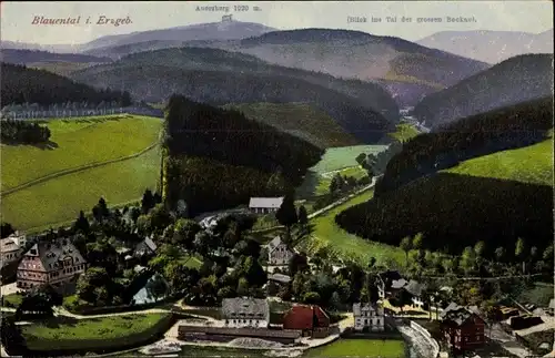 Ak Blauenthal Eibenstock im Erzgebirge, Panorama, Auersberg, Tal der großen Bockau