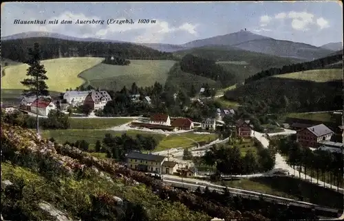 Ak Blauenthal Eibenstock im Erzgebirge, Teilansicht mit Auersberg