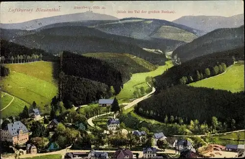 Ak Blauenthal Eibenstock im Erzgebirge, Panorama, Auersberg, Tal der großen Bockau