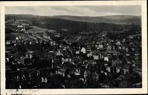 Ak Aue im Erzgebirge Sachsen, Blick über die Dächer der Stadt auf die umliegende Landschaft