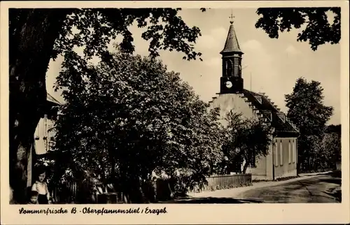 Ak Oberpfannenstiel Lauter Bernsbach im Erzgebirge Sachsen, Teilansicht mit Kirche