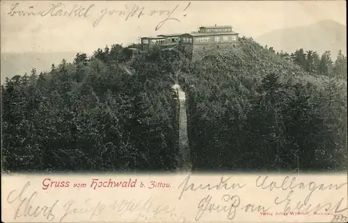 Ak Oybin in der Oberlausitz, Zittauer Gebirge, Hochwald, Bergrestaurant Hochwald