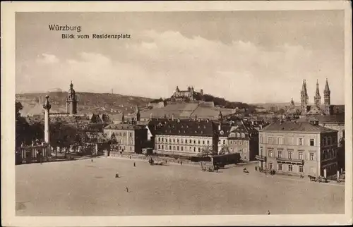 Ak Würzburg am Main Unterfranken, Blick vom Residenzplatz