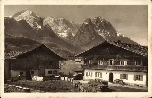 Ak Garmisch Partenkirchen in Oberbayern, Blick auf Alpspitze, Höllental und Waxenstein