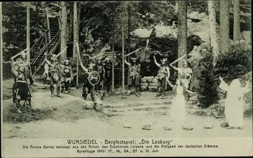 Ak Wunsiedel im Tal der Röslau Oberfranken, Bergfestspiel Die Losburg, Kämpfer