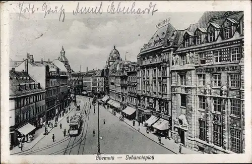 Ak Chemnitz in Sachsen, Johannisplatz, Straßenbahn