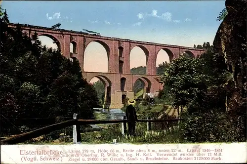 Ak Jocketa Pöhl Vogtl. Schweiz, Elstertalbrücke