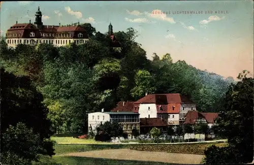 Ak Lichtenwalde Niederwiesa in Sachsen, Schloss und Mühle
