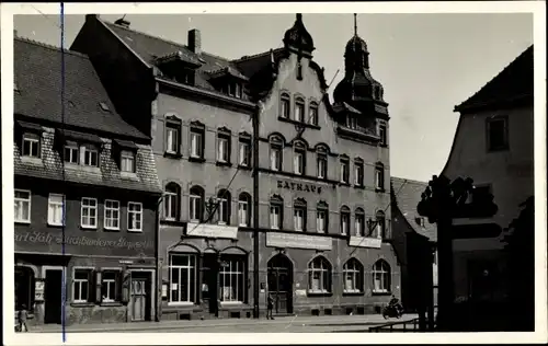 Foto Ak Lunzenau in Sachsen, Buchbinderei, Rathaus, Geschäfte