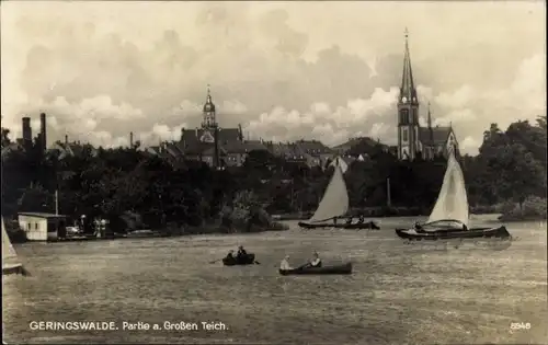 Ak Geringswalde, Segelboote am großen Teich