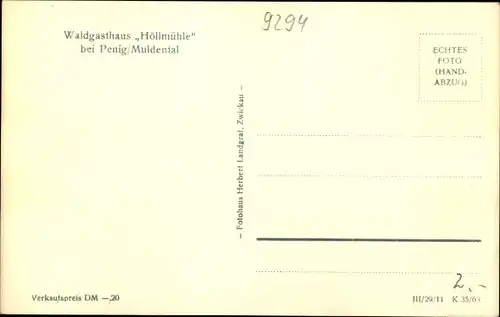 Ak Penig in Sachsen, Muldental, Waldgasthaus Höllmühle