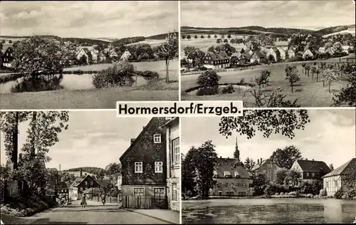 Ak Hormersdorf Zwönitz im Erzgebirge Sachsen, Ortsansichten, Kirche, Teich