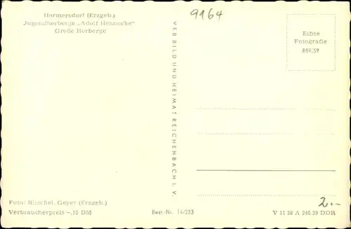 Ak Hormersdorf Zwönitz im Erzgebirge Sachsen, Jugendherberge Adolf Hennecke, Winter