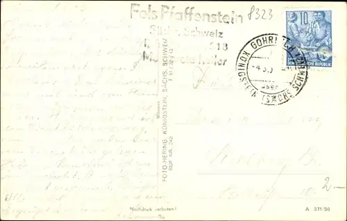 Ak Königstein an der Elbe Sächsische Schweiz, Berggasthaus am Pfaffenstein