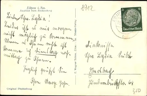 Ak Eibau Kottmar in der Oberlausitz, Ausblick vom Beckenberg