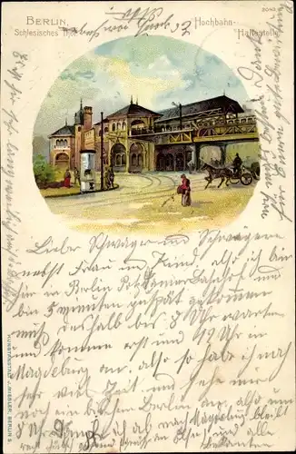 Litho Berlin Kreuzberg, Schlesisches Tor, Hochbahn-Haltestelle