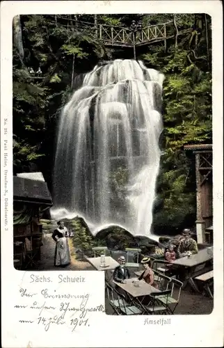 Ak Rathen an der Elbe Sächsische Schweiz, Amselfall