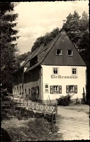 Ak Kleinhennersdorf Gohrisch in Sachsen, Waldidyll Liethenmühle, Fachwerkhaus