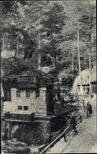 Ak Rathen an der Elbe Sächsische Schweiz, Amselfall