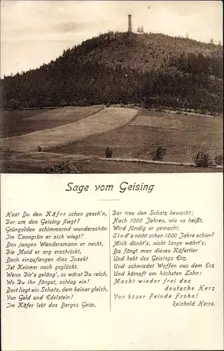 Ak Geising Altenberg im Erzgebirge, Sage vom Geising