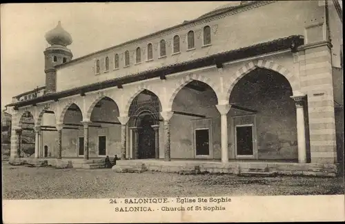 Ak Thessaloniki Griechenland, Kirche von St. Sophia, Arkaden, Turm