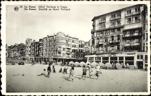 Ak La Panne De Panne Westflandern, Hotel Terlinck et la Digue