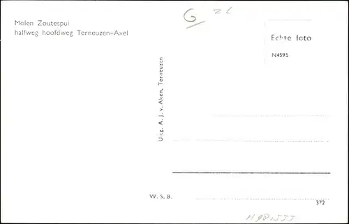 Ak Terneuzen Zeeland Niederlande, Molen Zoutespui, halfweg hoofdweg Terneuzen-Axel